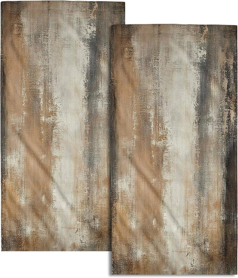 Granbey Burnt Brown and Grey Hand Towels for Bathroom Set of 2, Abstract Art Painting Modern Face Towels 28X14 inch, Quick Dry Soft Absorbent Washcloths Decorative Kitchen Dish Towels for Yoga Workout Gym - Image 1